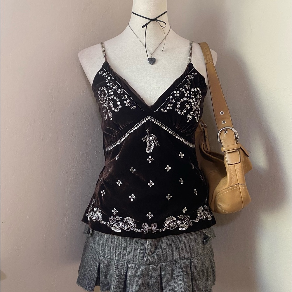 Black and Silver Embellished Camisole brand daniel dean